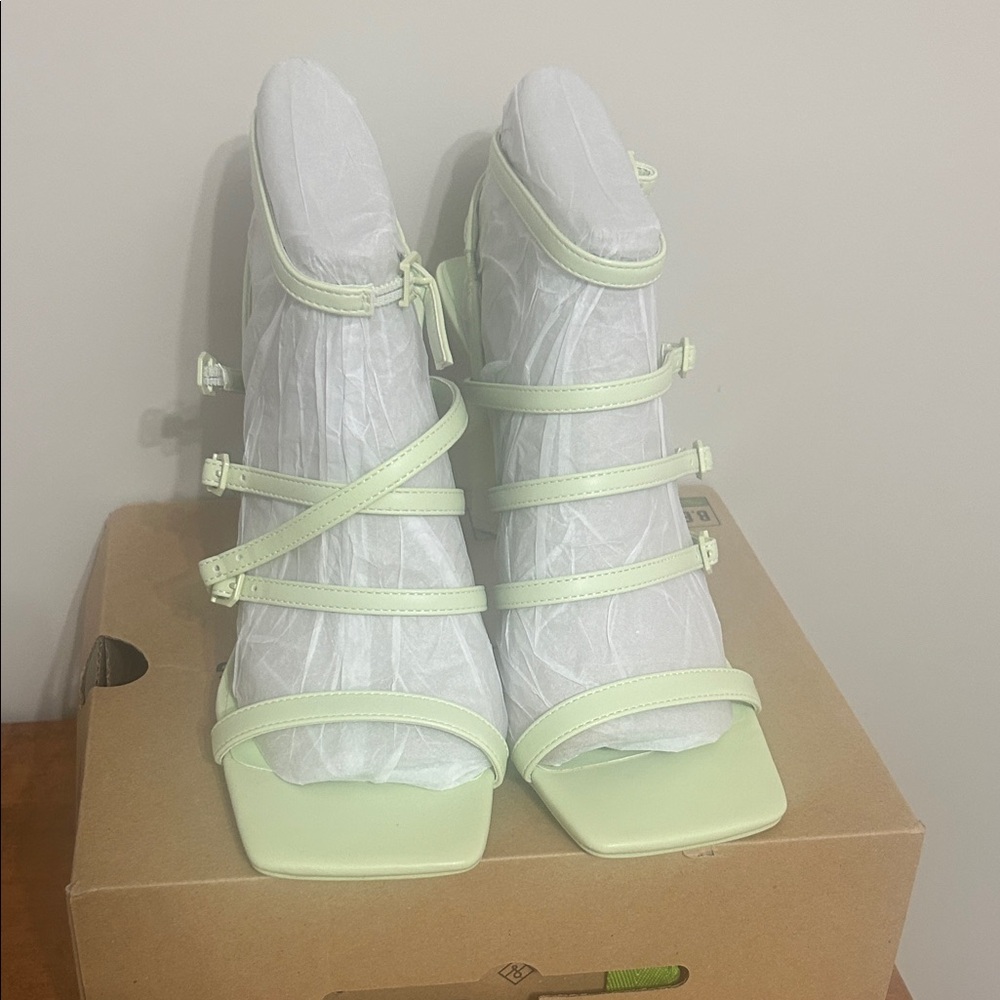 Call It Spring Light Green Strappy Heels size 10